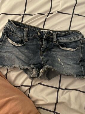 PINK Victoria's Secret Washed Blue Distressed Denim Shorts
